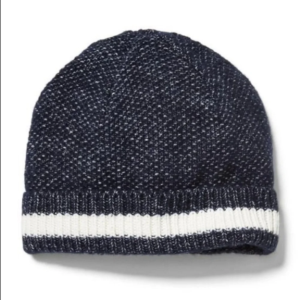 Janie and Jack Navy Marled Striped Beanie, 6-8 Years - NWT